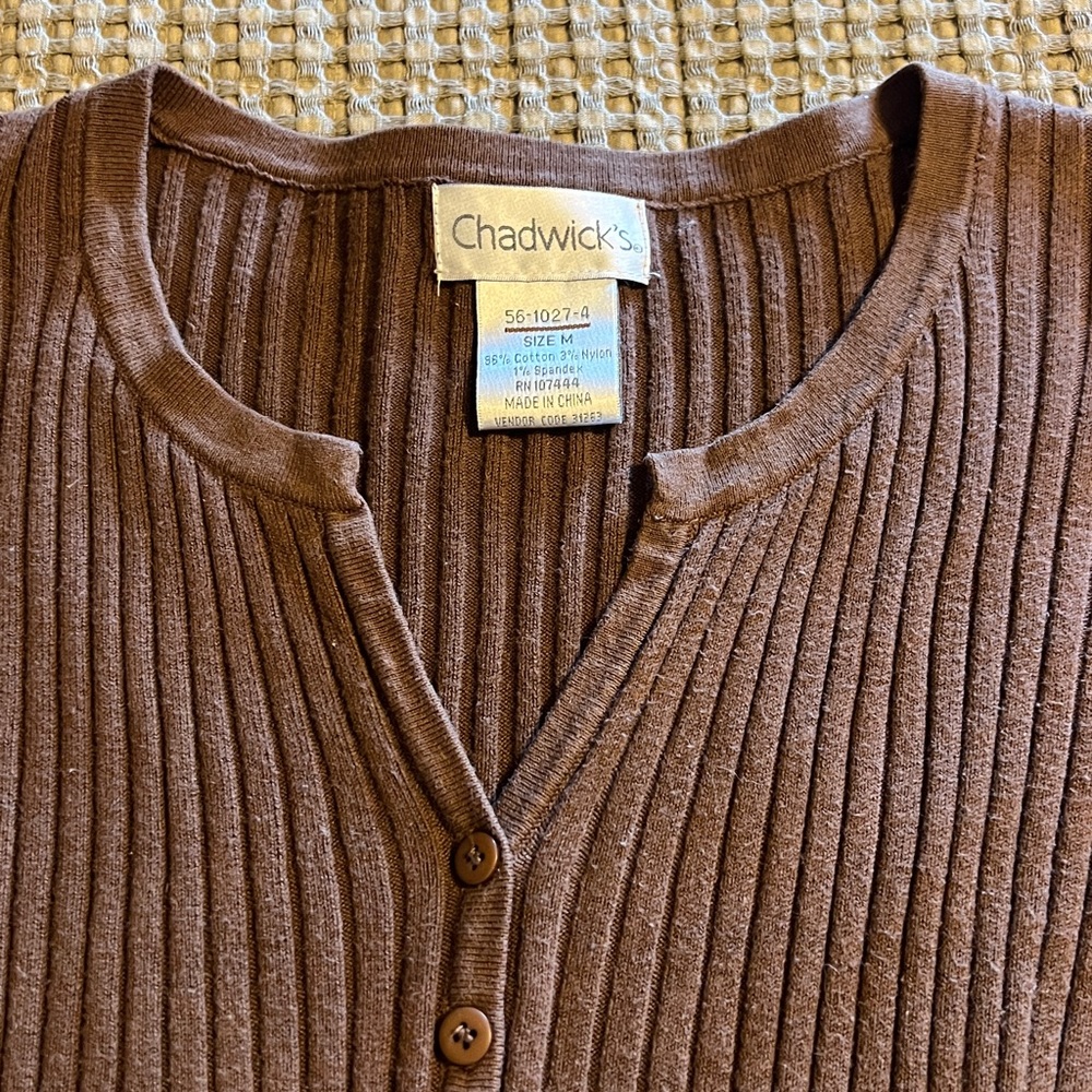 Chadwicks Chocolate Ribbed Knit Top - Picture 2 of 6